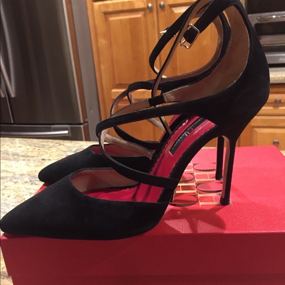 NWT Carolina Herrera black suede heels sz 40 - Picture 3 of 7